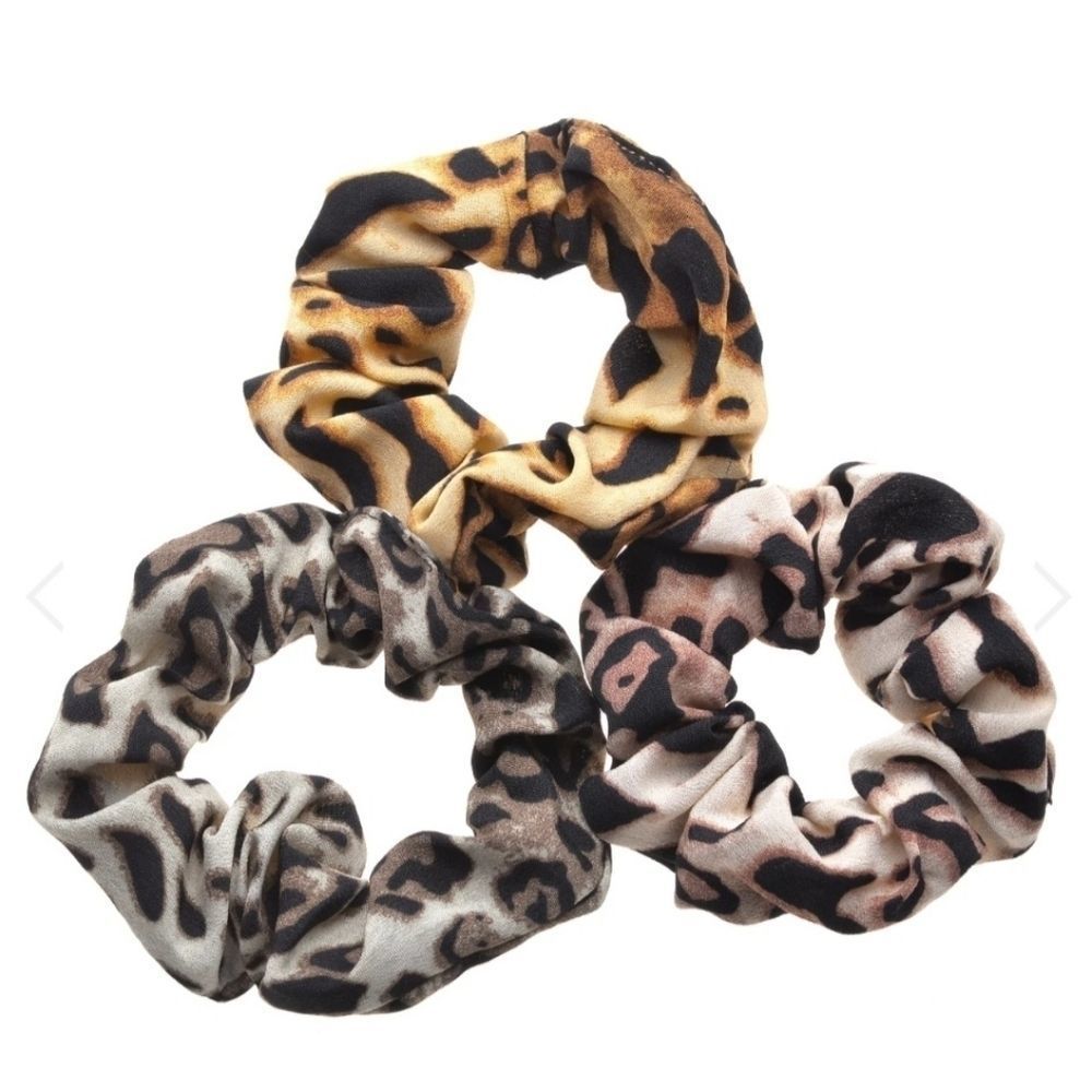 Noir Set of 3 Lepard Scrunchies